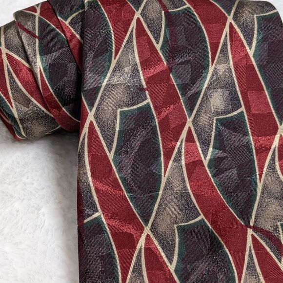 Vintage Men's 100% Silk Abstract Print Tie by Status - Picture 10 of 14